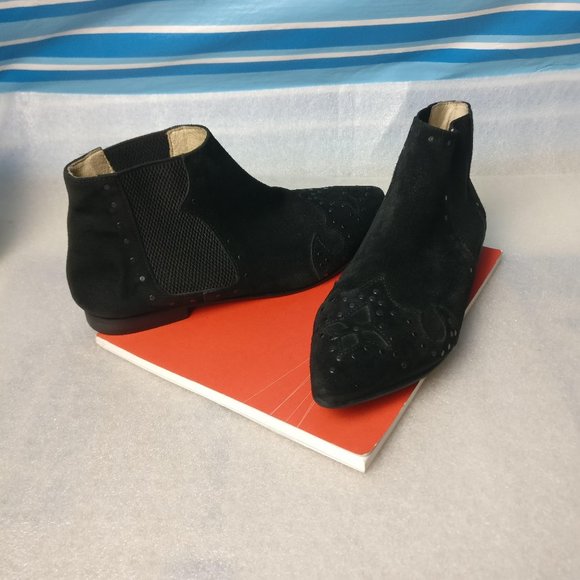 ivylee Copenhagen Suede Low heel Western studded ankle boot 39/8us BLACK - Picture 6 of 12